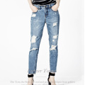 Knopf-gerade Bein-neue Art und Weise reizvolle Frauen-Jeans-Hose